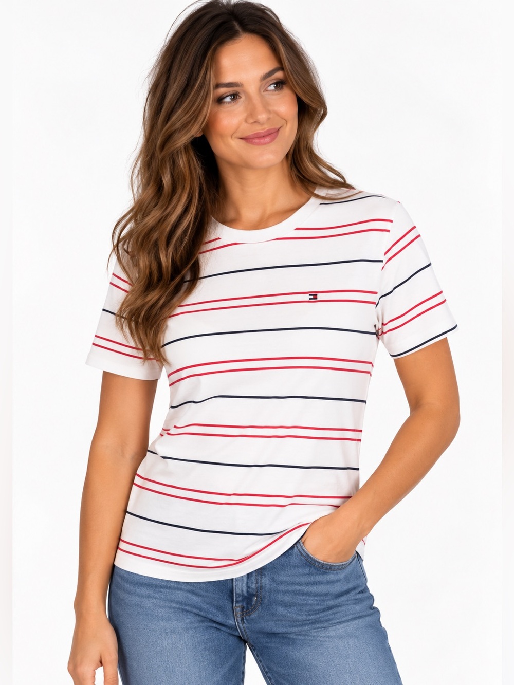 Tommy Hilfiger Women’s Striped T-Shirt – Size Medium (10/12)